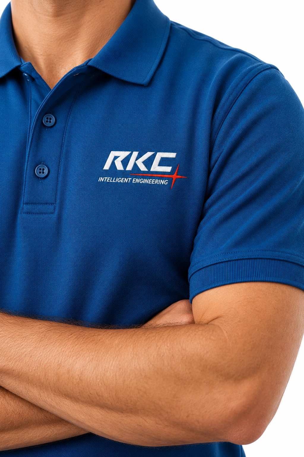 Blue RKC polo with the embroidered company logo